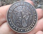 Challenge Coin Wolf Pack Black Antique Patina Custom Coin Worry Fiddle EDC Hobo Nickel 1 oz Silver Copper Morgan Dollar Replica Gift