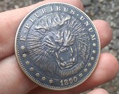 Challenge Coin Tiger Black Antique Patina Custom Coin Worry Fiddle EDC Hobo Nickel 1oz Silver Copper Morgan Dollar Replica Animal Gift