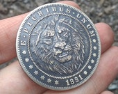 Challenge Coin Lion Black Antique Patina Custom Coin Worry Fiddle EDC Hobo Nickel 1 oz Silver Copper Morgan Dollar Replica Animal Gift