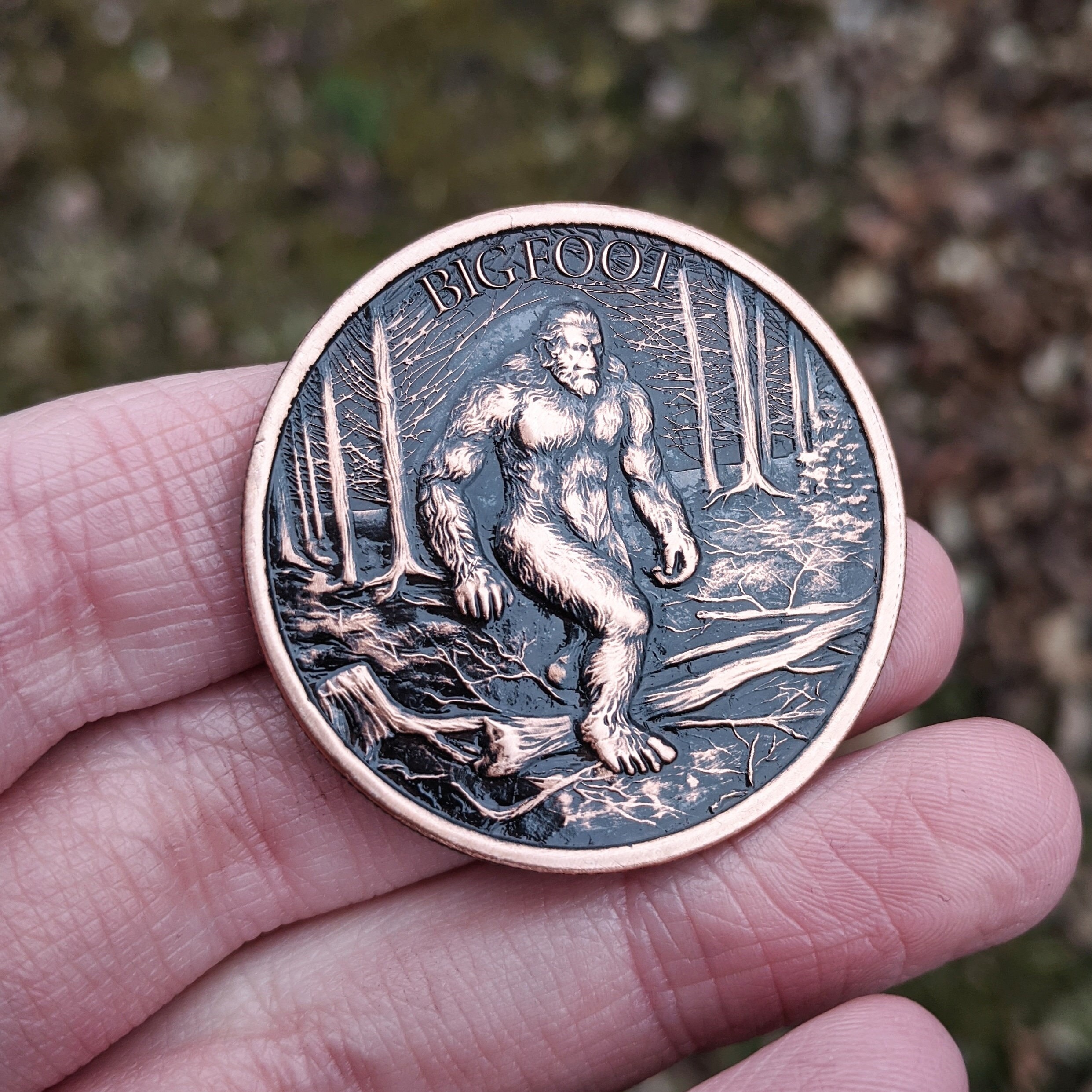 Bigfoot Challenge Coin | Antique Patina Coin | Hobo Nickel | Worry
