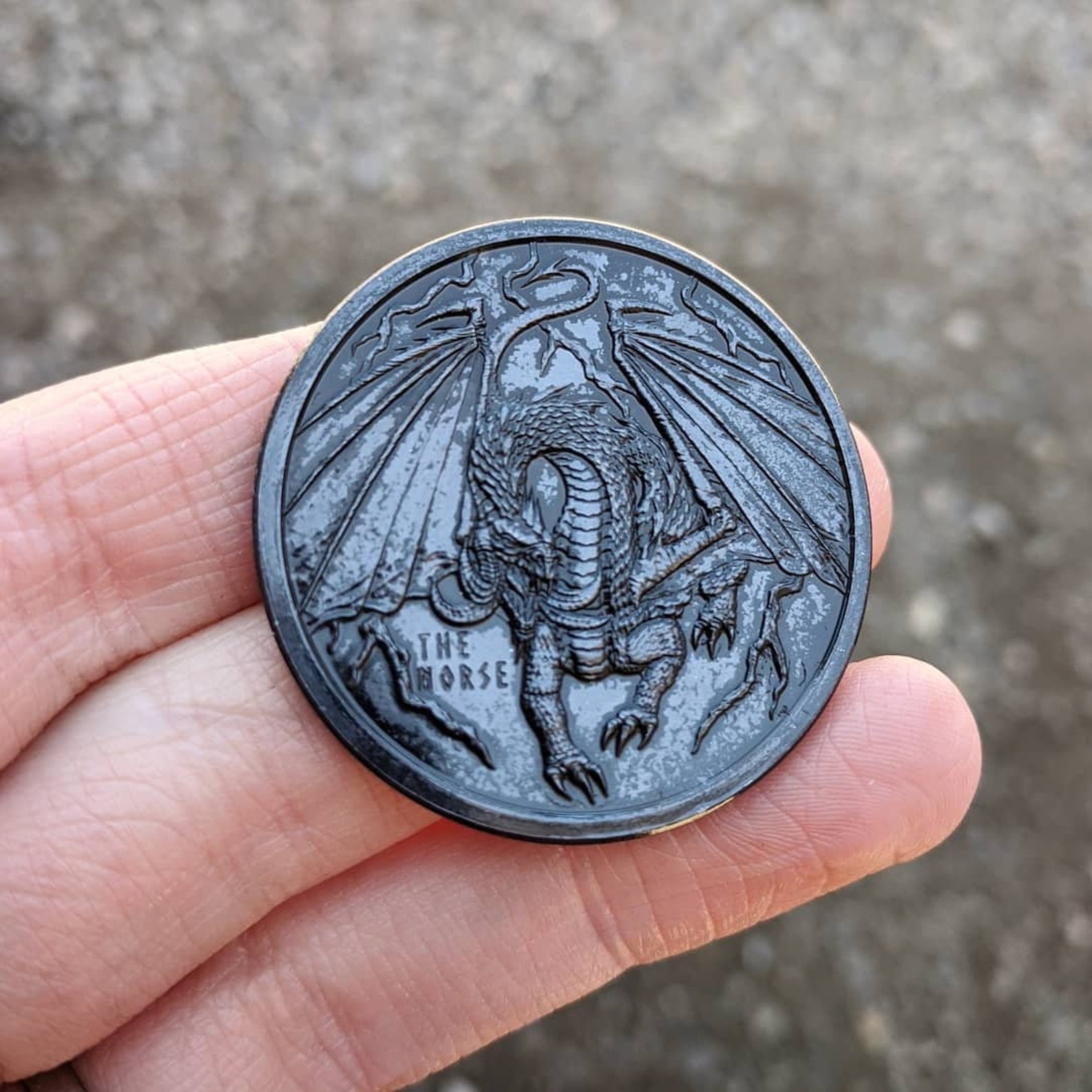 The Norse Dragon Challenge Coin Blackwash Patina Copper Coin | Etsy