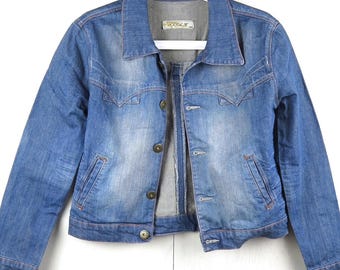 Vintage 90s Denim Bleach Trucker Jacket Acidwash Blue Denim Jeans