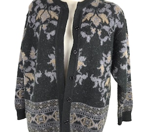 Cárdigan bohemio con estampado de cachemira - Chaqueta bohemia gruesa - Prendas de punto elegantes y acogedoras - Cárdigan de inspiración vintage