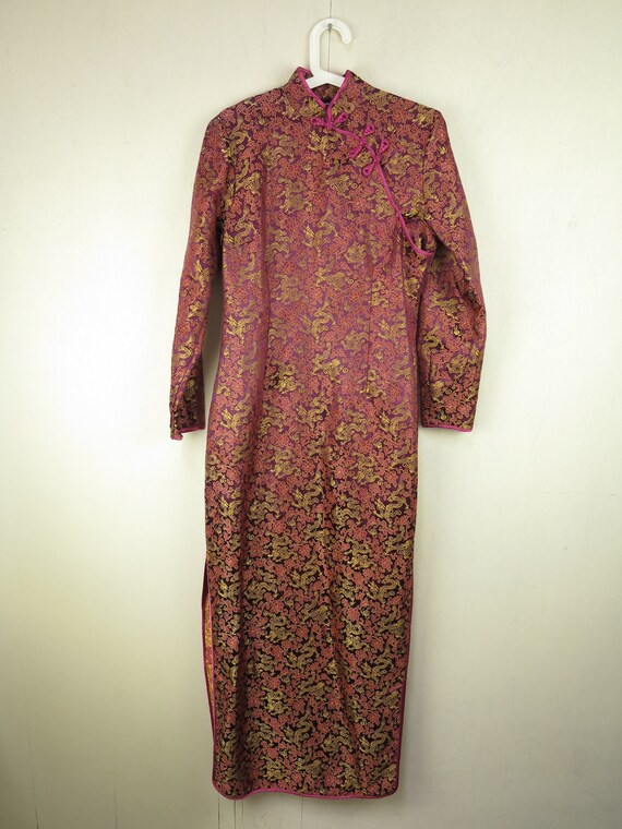 Purple Cheongsam Dress / Long Sleeve Qipao Dress … - image 4