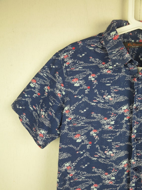 Blue Hawaiian Shirt Mens Tropical Shirt Vintage B… - image 5