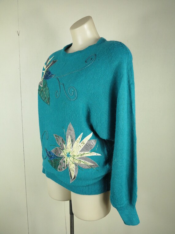 Embellished 80s Jumper / Embroidered Vintage Pull… - image 6