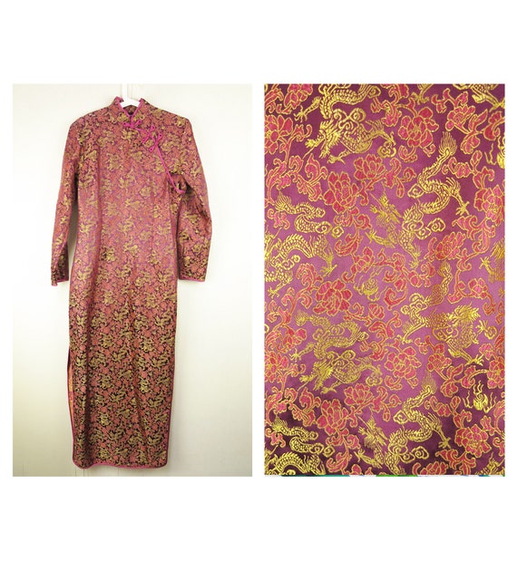 Purple Cheongsam Dress / Long Sleeve Qipao Dress … - image 1