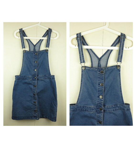 Retro Denim Pinafore / Blue Summer Dress / Vintage
