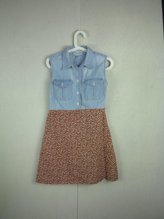 90s Mini Dress, Cute Retro Denim Dress, Vintage F… - image 2