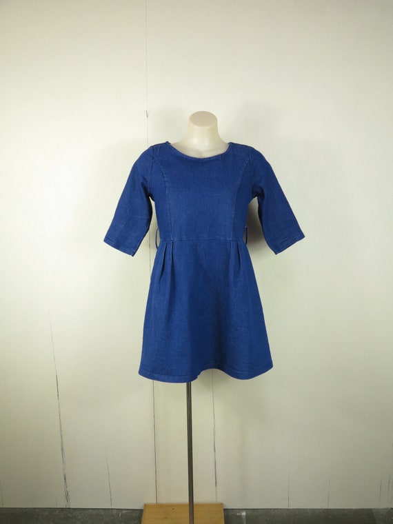 Retro Denim Dress / Short Blue Summer Dress / Vint