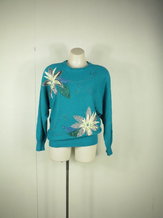 Embellished 80s Jumper / Embroidered Vintage Pull… - image 2