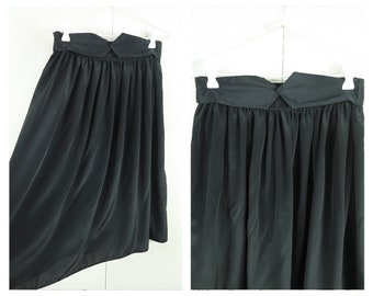 Black Midi Skirt, Rockabilly Skirt, Minimalist Skirt, Elegant Vintage Office Wear