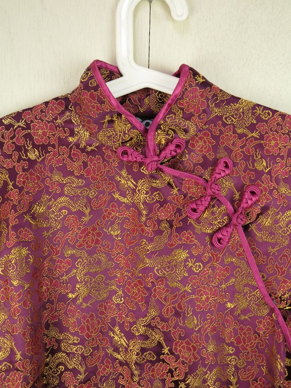 Purple Cheongsam Dress / Long Sleeve Qipao Dress … - image 2