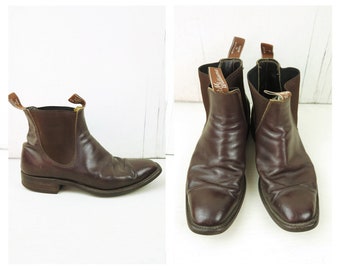 Brown R.M. Williams Boots, Leather Ankle Boots, True Vintage Shoes, Adelaide Chelsea Boots, Made in Australia / Size 8 1/2 G CG