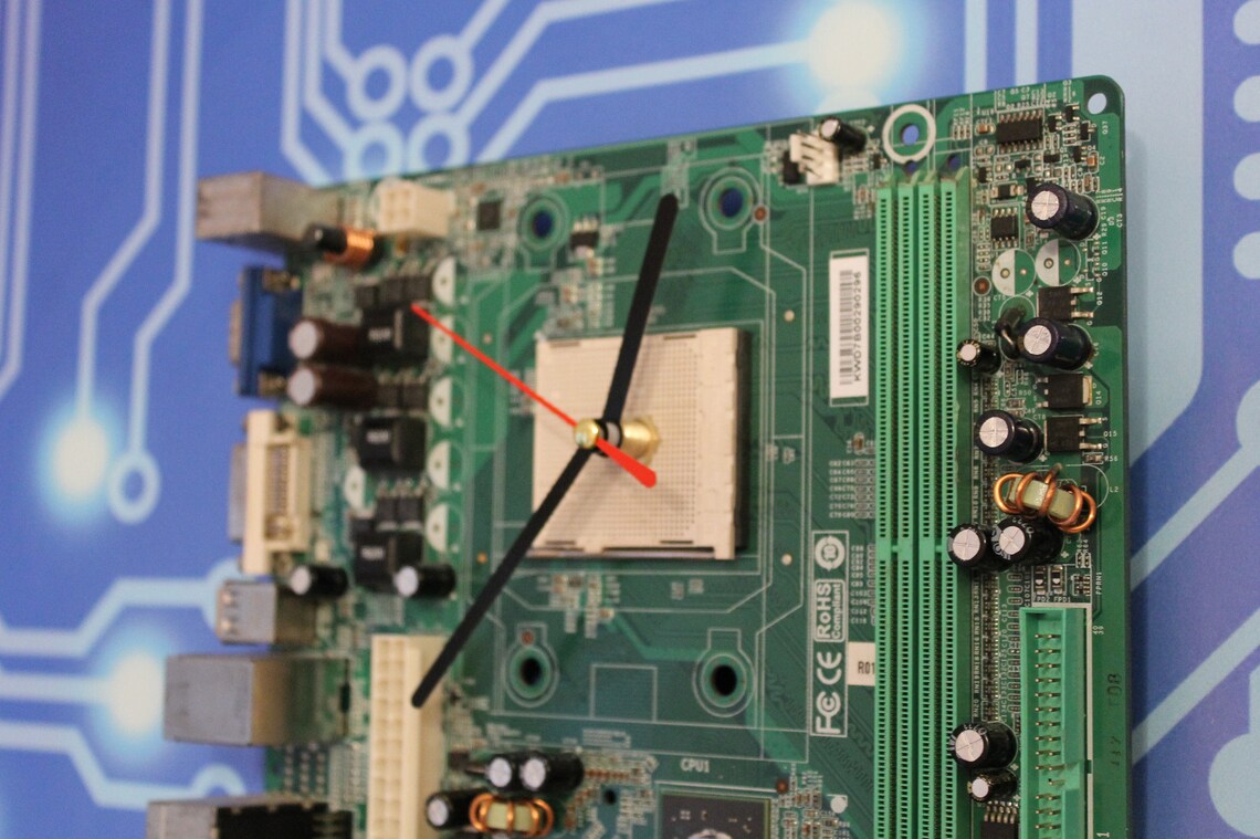 Wall clock Recycled Computer motherboard clock Geeky Wall Etsy