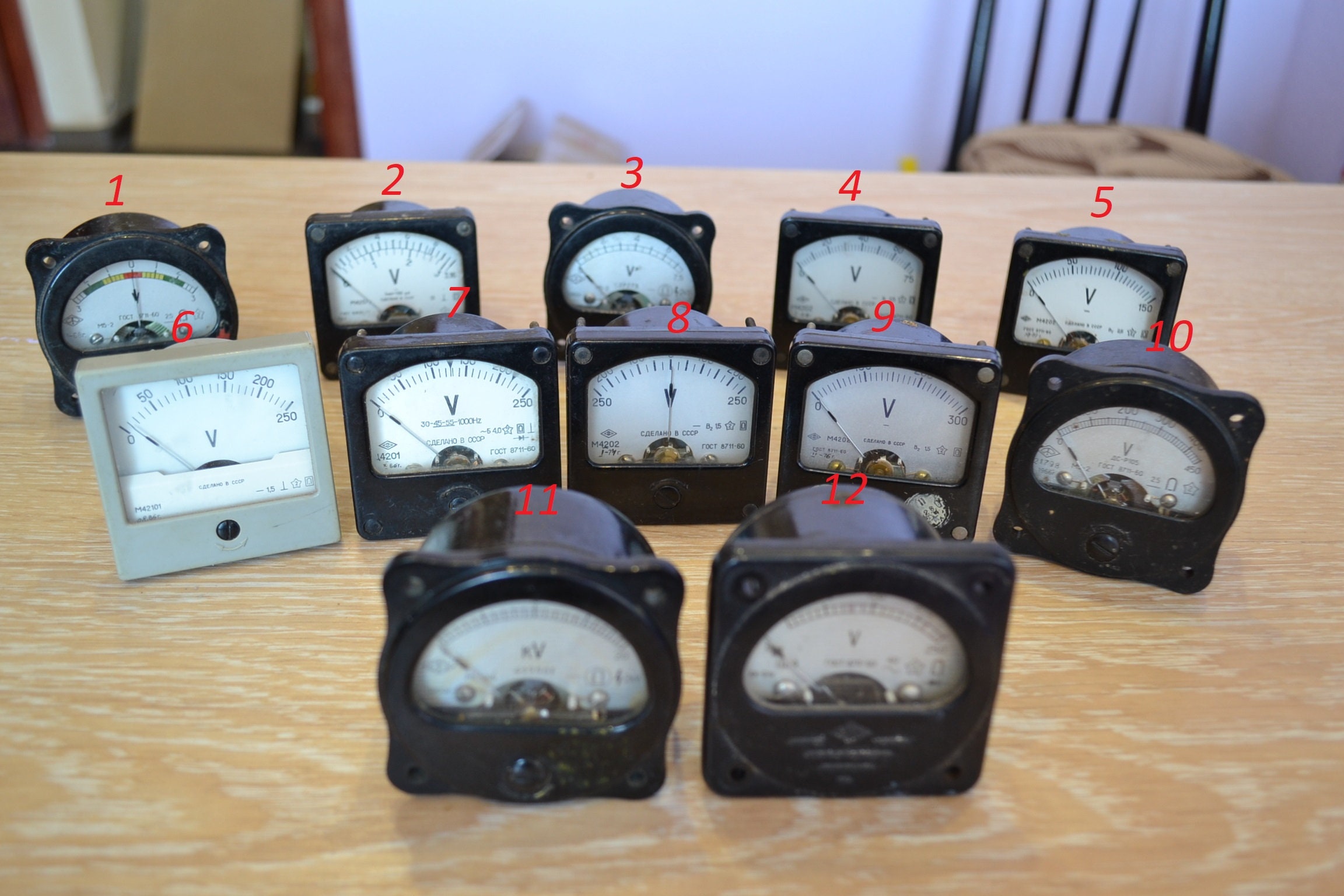 АС-DC Analog voltmeter - Measuring head 60x60mm - Vintage voltmeter -…