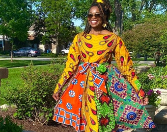 Ada Ankara Dress African Dress Nigerian Wedding Dress Photoshoot Dress, Gift For Her  XSmall-Plus Size Dress