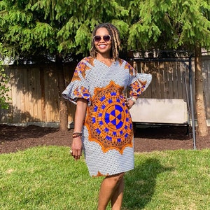 Jazzy African Print Dress for Women Sizes XS - Plus Sizes