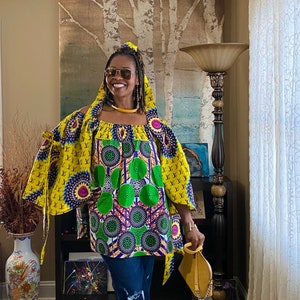 Zizi African Top for Women Ankara blouse African  Print Top Summer Top Off the Shoulder Top