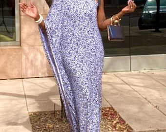Zena Black and White One Shoulder Maxi Dress for Women, Stretchy Elegant Evening Dress, Plus Size Available