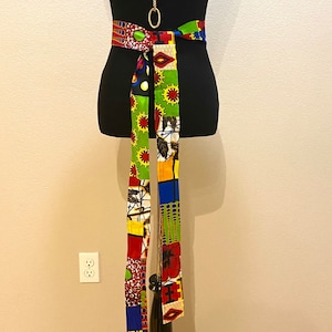 African Print Obi Belt: Ankara Fabric Waist Cincher - Long Tie Belt