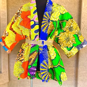 Sisi Kimono Top For Women- Patchwork African Tops, XS-Plus Sizes