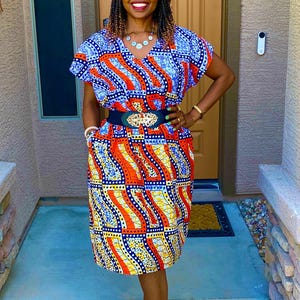 Kel Women Dresses Women Loose Dresses Ankara Dress YellowAfrican Clothing African Print  Dress Plus Size Dress Ankara Print Dress Wax Print