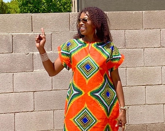 Mua Women's Dress, African Print Dress, Ankara Dress  With Side Slits, Sizes XS-Plus Sizes