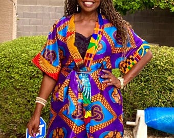 Machi Cotton Jackets-African Print Kimono XS- Plus Sizes