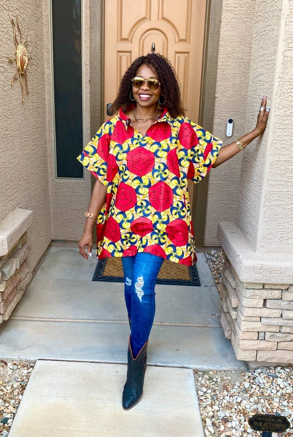 Top Pat Ankara con colletto e spacchi laterali Taglia unica Top - Main Image