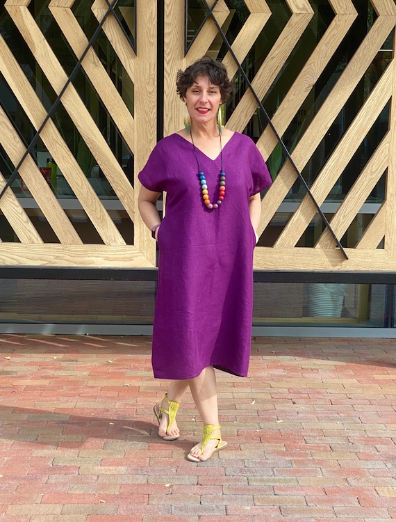 opt kotys linen dress Linen Midi Dress in Turkish Coffee Stripe main image 1