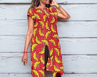 Kera アフリカンプリントトップ、アンカラカフタントップ（レディース XS-3XL）