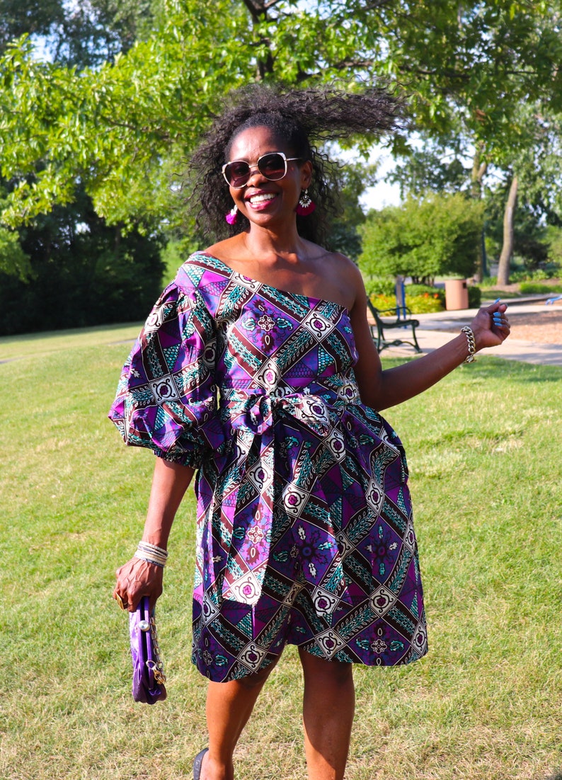 African Dress with One Shoulder African Clothing Elegant Dress for Women Ankara Midi Dress for Party African Fashion