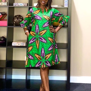 Bola African Dress African Clothing for Women Green African Dress, Casual Ankara Dress Jupe Midi Robe Wax African Fashion L image 5