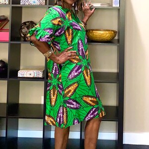 Bola African Dress African Clothing for Women Green African Dress, Casual Ankara Dress Jupe Midi Robe Wax African Fashion L image 2