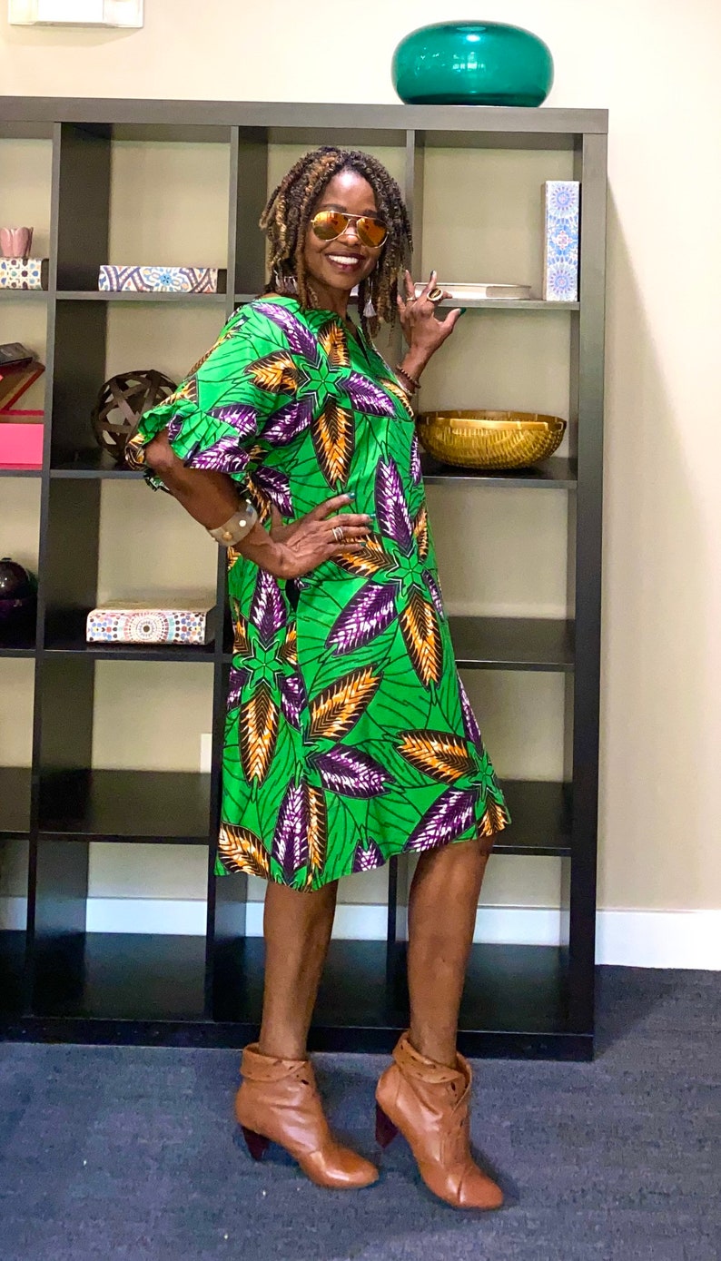 Bola African Dress African Clothing for Women Green African Dress, Casual Ankara Dress Jupe Midi Robe Wax African Fashion L image 2