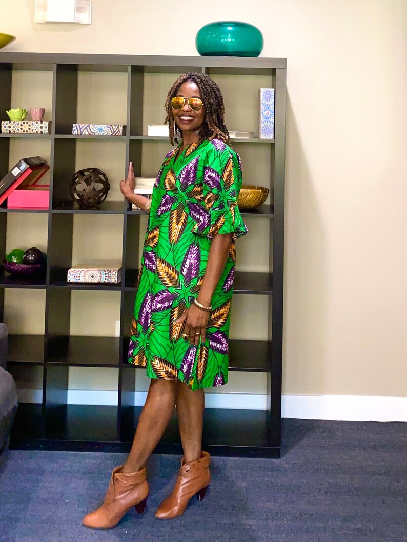 Bola African Dress African Clothing for Women Green African Dress, Casual Ankara Dress Jupe Midi Robe Wax African Fashion L image 3