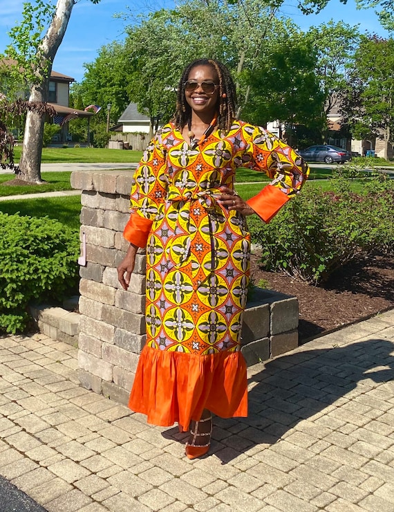 Orange summer shop dress for wedding