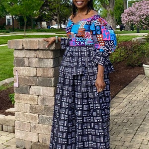 Tola African Dress Peplum African Print Dresses Wedding Guest Dress for Women Elegant Summer Dress Ankara African Wax Print Black and White image 3