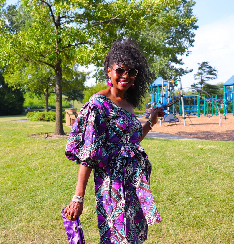 African Dress with One Shoulder African Clothing Elegant Dress for Women Ankara Midi Dress for Party African Fashion