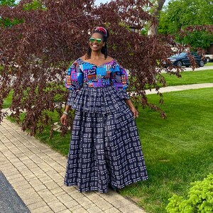 Tola African Dress Peplum African Print Dresses Wedding Guest Dress for Women Elegant Summer Dress Ankara African Wax Print Black and White image 5