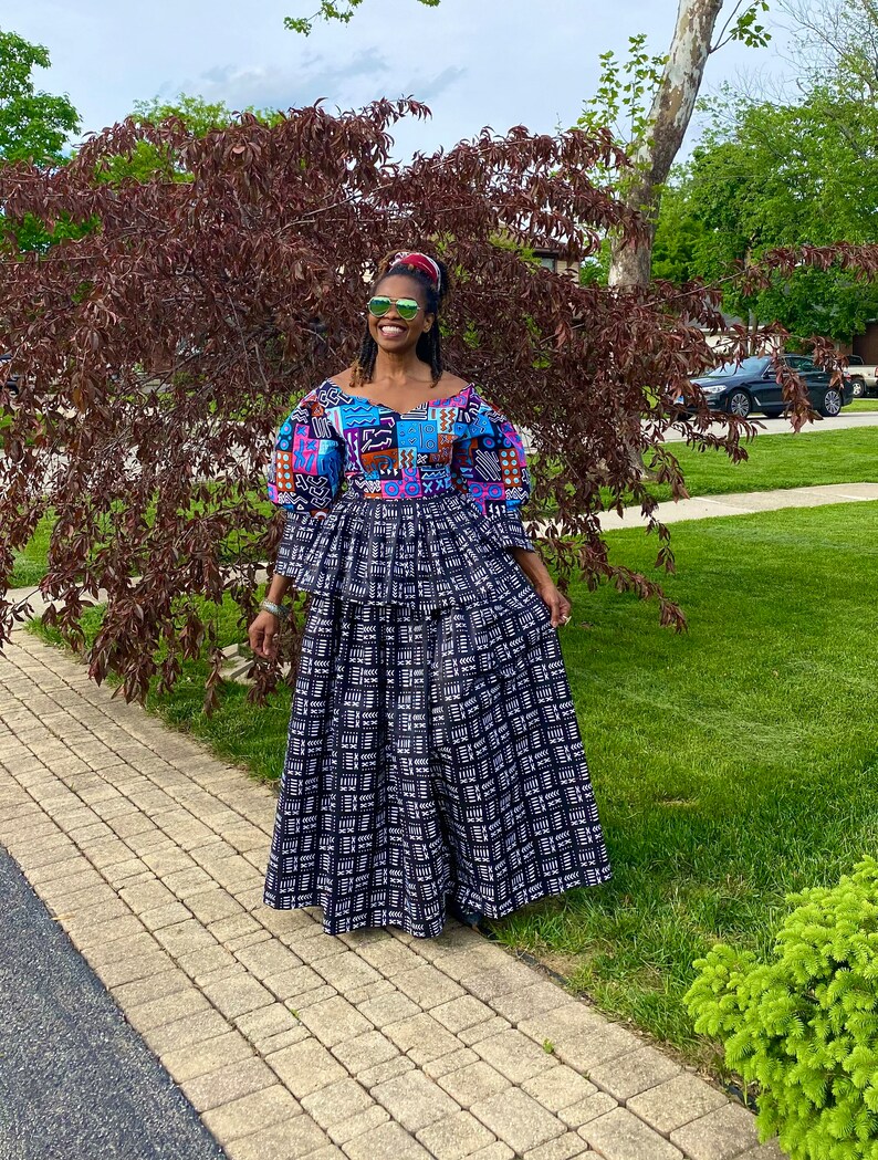 Tola African Dress Peplum African Print Dresses Wedding Guest Dress for Women Elegant Summer Dress Ankara African Wax Print Black and White image 5