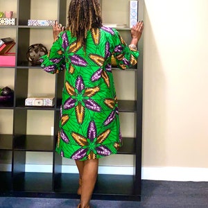 Bola African Dress African Clothing for Women Green African Dress, Casual Ankara Dress Jupe Midi Robe Wax African Fashion L image 6