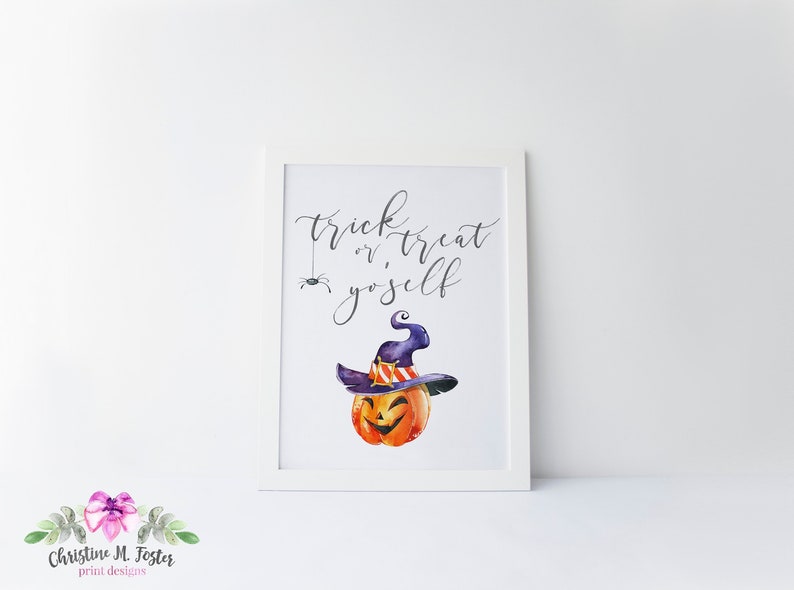 Watercolor Trick or Treat Yo/'self Printable Halloween Print Art Print Halloween Party Fall Print Instant Download