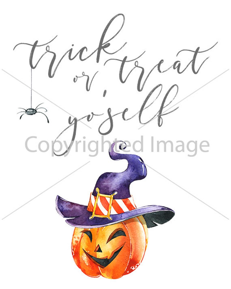 Watercolor Trick or Treat Yo/'self Printable Halloween Print Art Print Halloween Party Fall Print Instant Download
