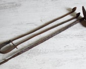 Vintage Tools hand forged blacksmith hearth Fireplace Antique Fire Tongs Hand forged fire tools Primitive fire tongs Antique primitive