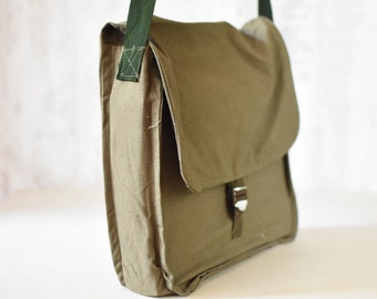 Never used==Vintage Rare Military Backpack //Military Bag//Crossbody Bag/School Bag//Unisex Bag/ Boy Scout Backpack/Vintage army canvas bag