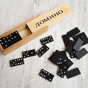 Vintage vintage dominoset//Dominospel//Houten kist bordspel//Cadeau voor kinderen//Houten speelgoed kinderen//Houten dominostenen/