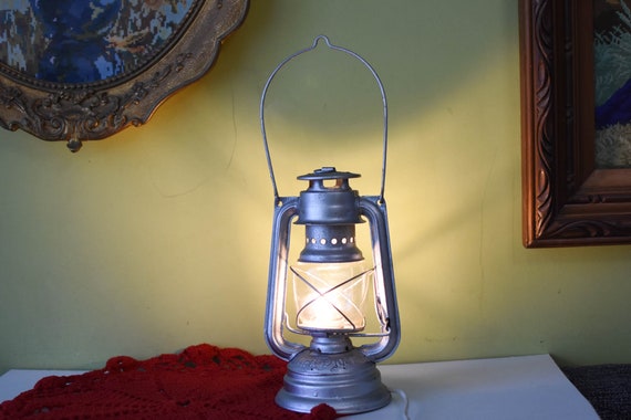Electric Lantern Table Lamp Rust, Dimmable Electric Lantern Table Lamp Large Rustic Rust Finish