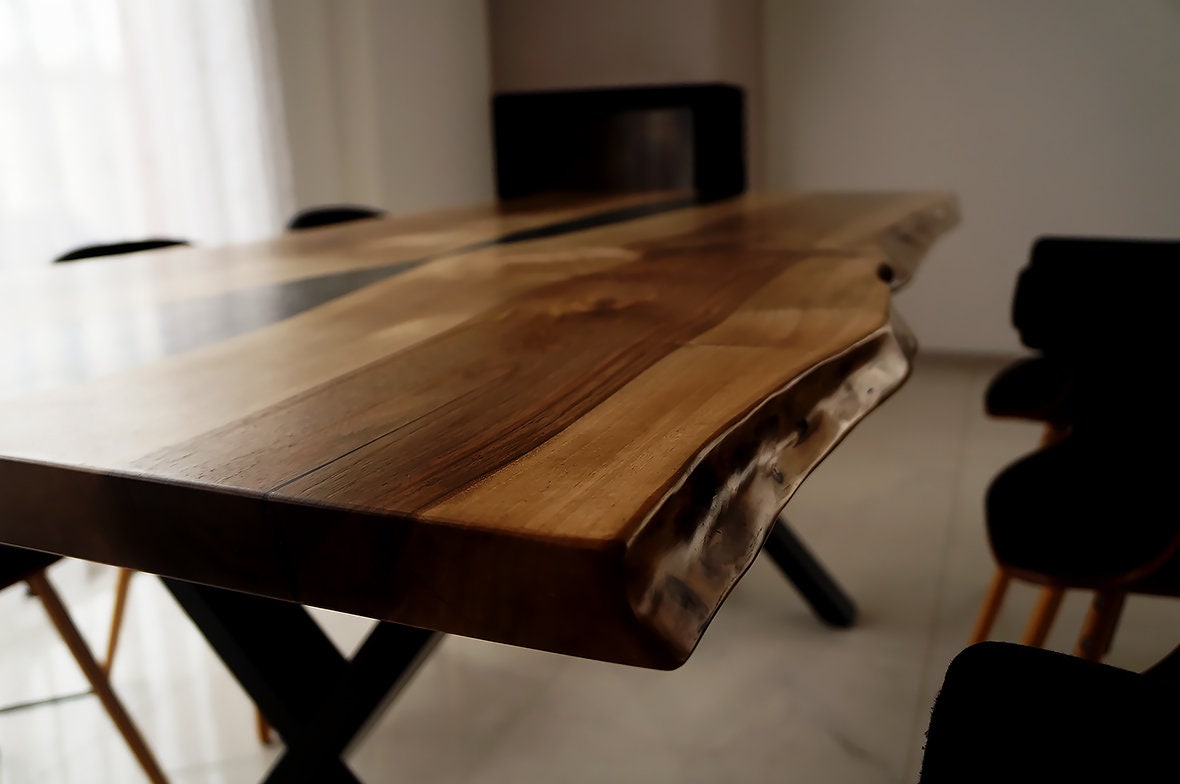 Live Edge Dining Graphite River Table Made in a Modern Rustic Finish ...